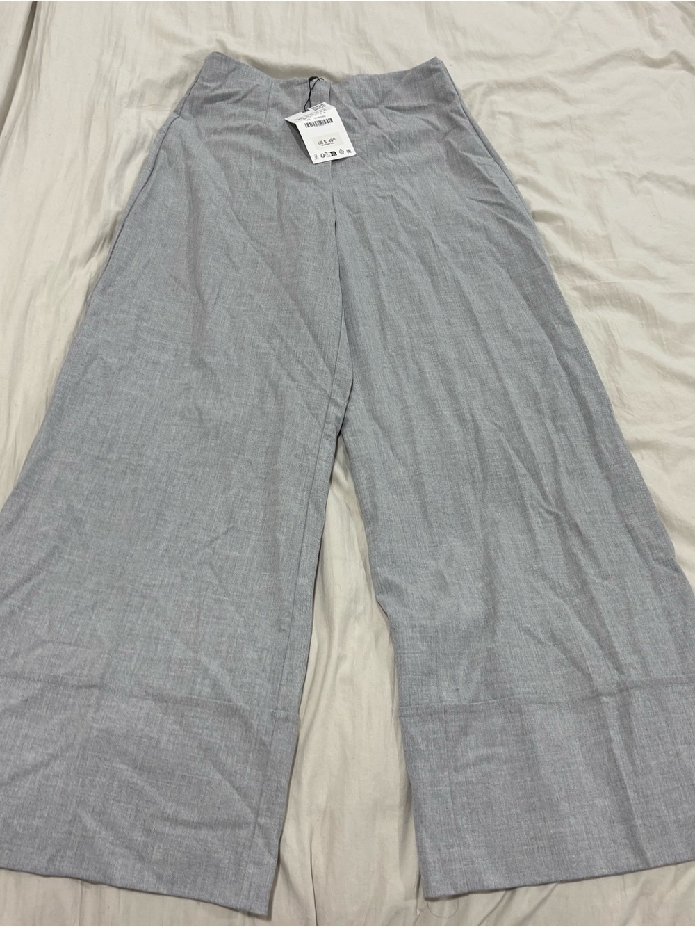 NWT Zara Light Gray High Rise Wide Leg Pants XS